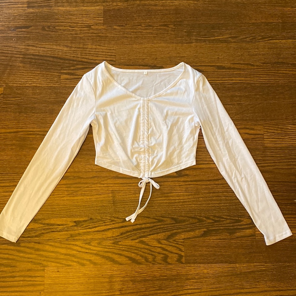 white cropped long sleeve